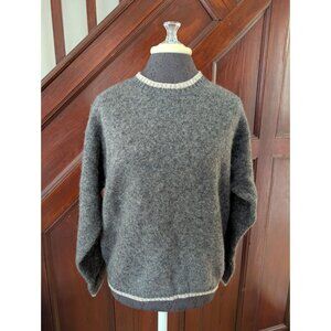 Woolrich Mens Charcoal Mix Wool Blend Sweater Size L Crewneck Handmade In India